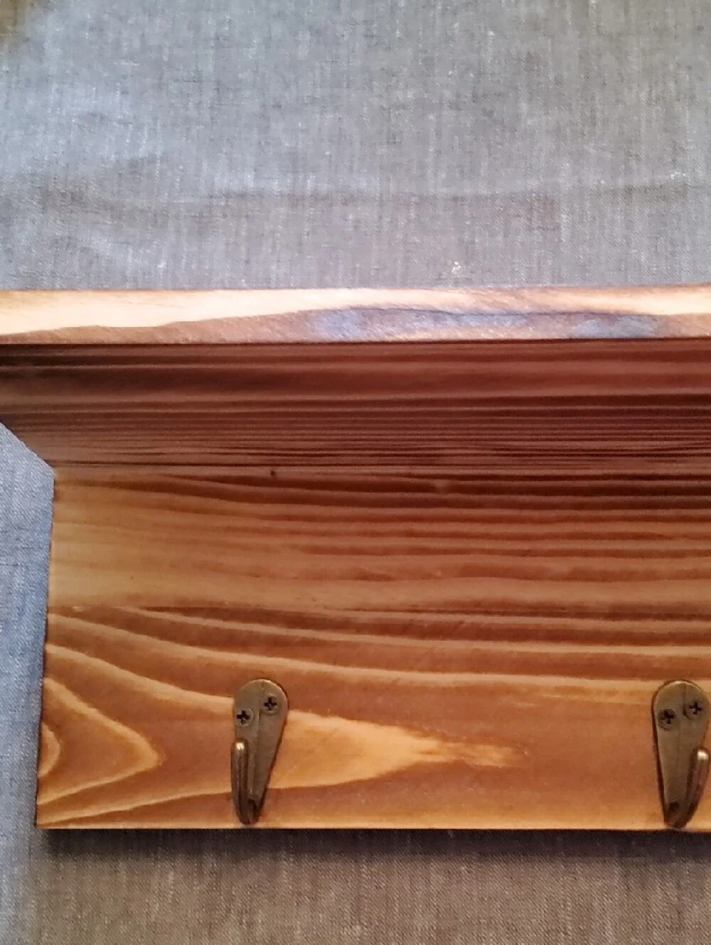 Source Unknown Wooden Wall Hook Rack in Brown and Brass